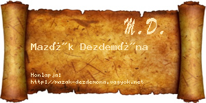 Mazák Dezdemóna névjegykártya